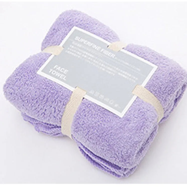 Soft yoga towel in light purple colour measuring 34x80cm, superfine fibre material