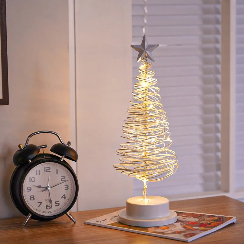 33cm wrought iron LED Christmas tree spiral light with battery operation and warm white lights
