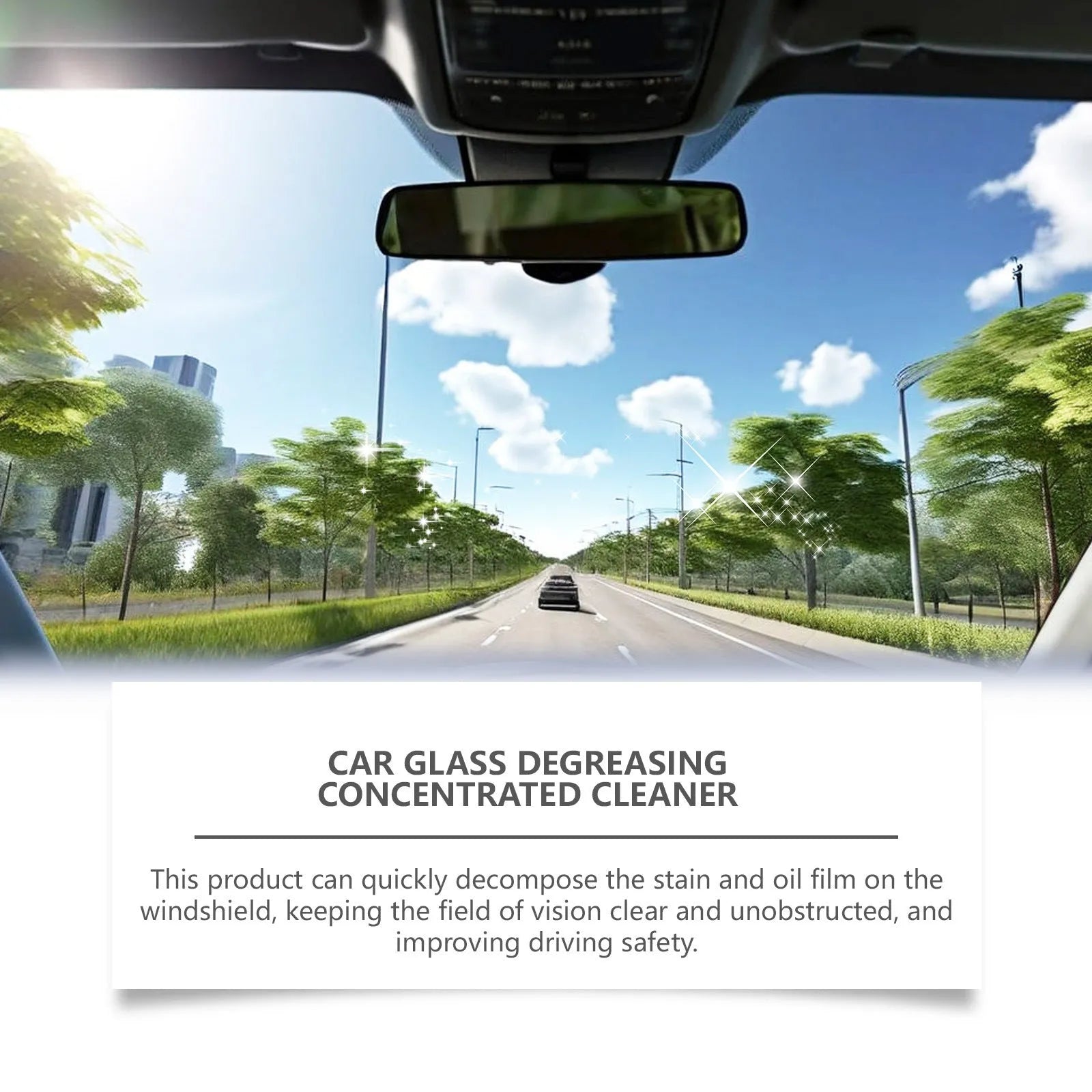 Car glass cleaner 120ml bottle with clear liquid for windscreen stain removal