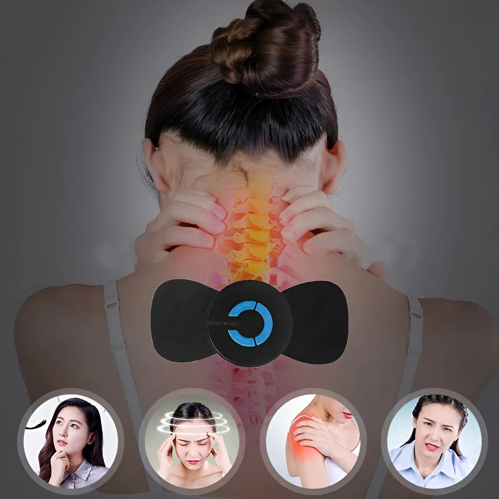 Black HQ-185 portable electric shoulder and neck massager with massage patch