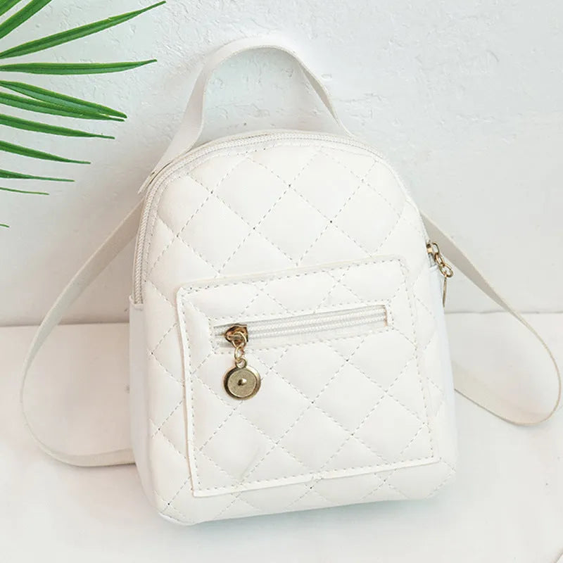 Girls' embroidered Korean style small hard backpack in black, shown with sandwich pocket.