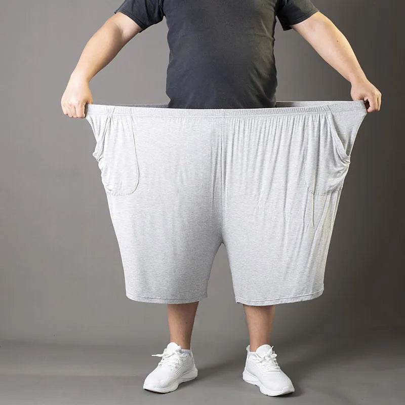 Plus-sized summer thin loose modal pants for overweight men, elastic waist, black colour, available in sizes L to 10XL