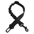 Black nylon pet vehicle retractable safety rope with metal buckle, 53-74cm length, on car seat