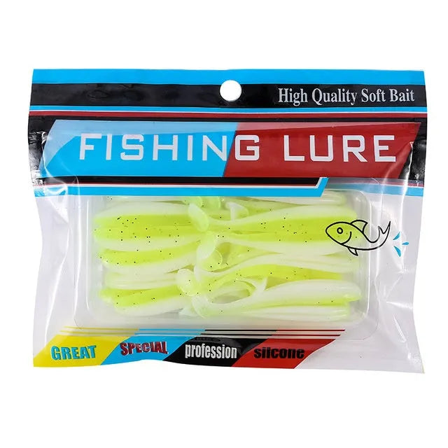 Soft silicone bionic fishing bait 6cm 1.4g T tail artificial lure with hook groove