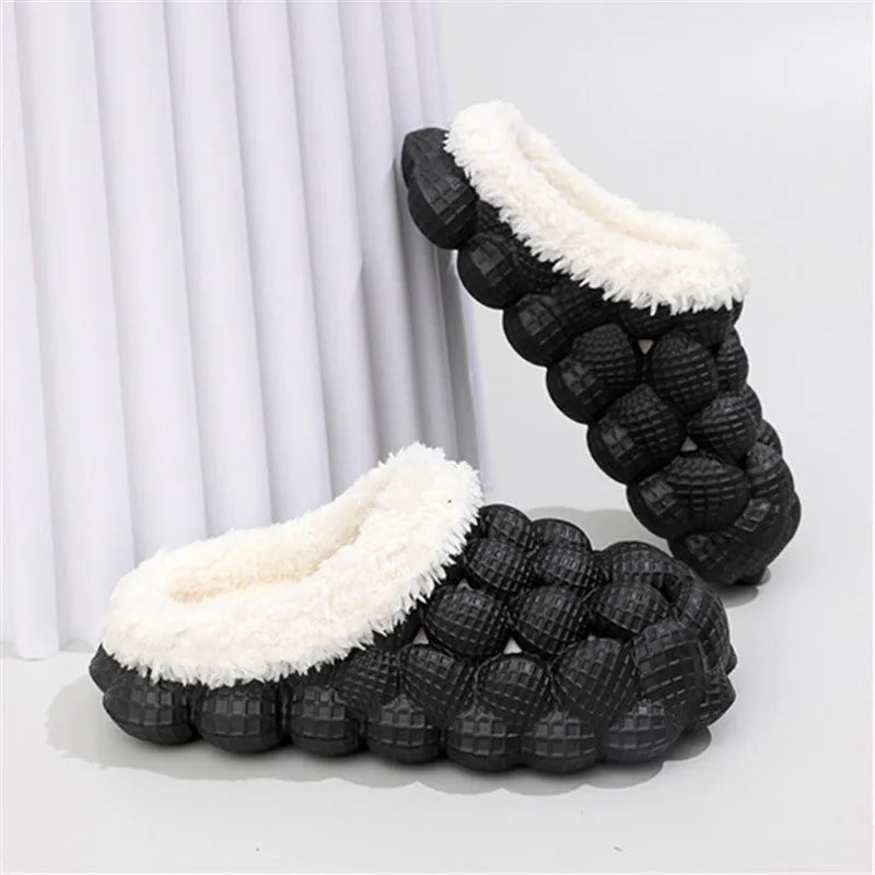 Winter anti-skid indoor slippers for women with EVA upper, thickened EVA sole, and round head, in solid colours.