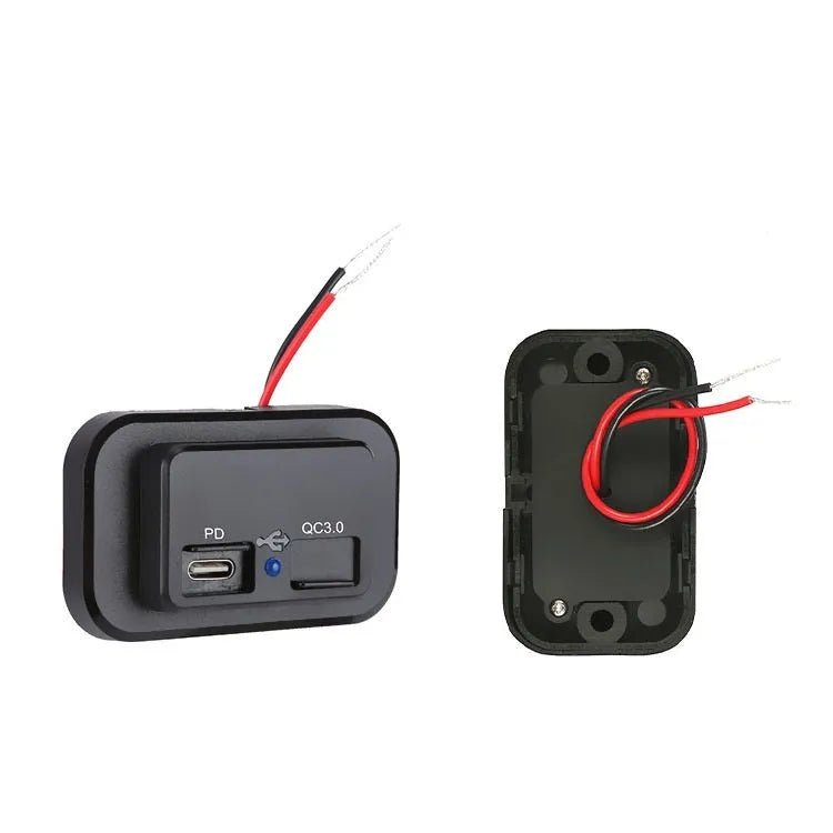 Black QC3.0 TYPE-C car charger with single interface for 36W fast charging in vehicles