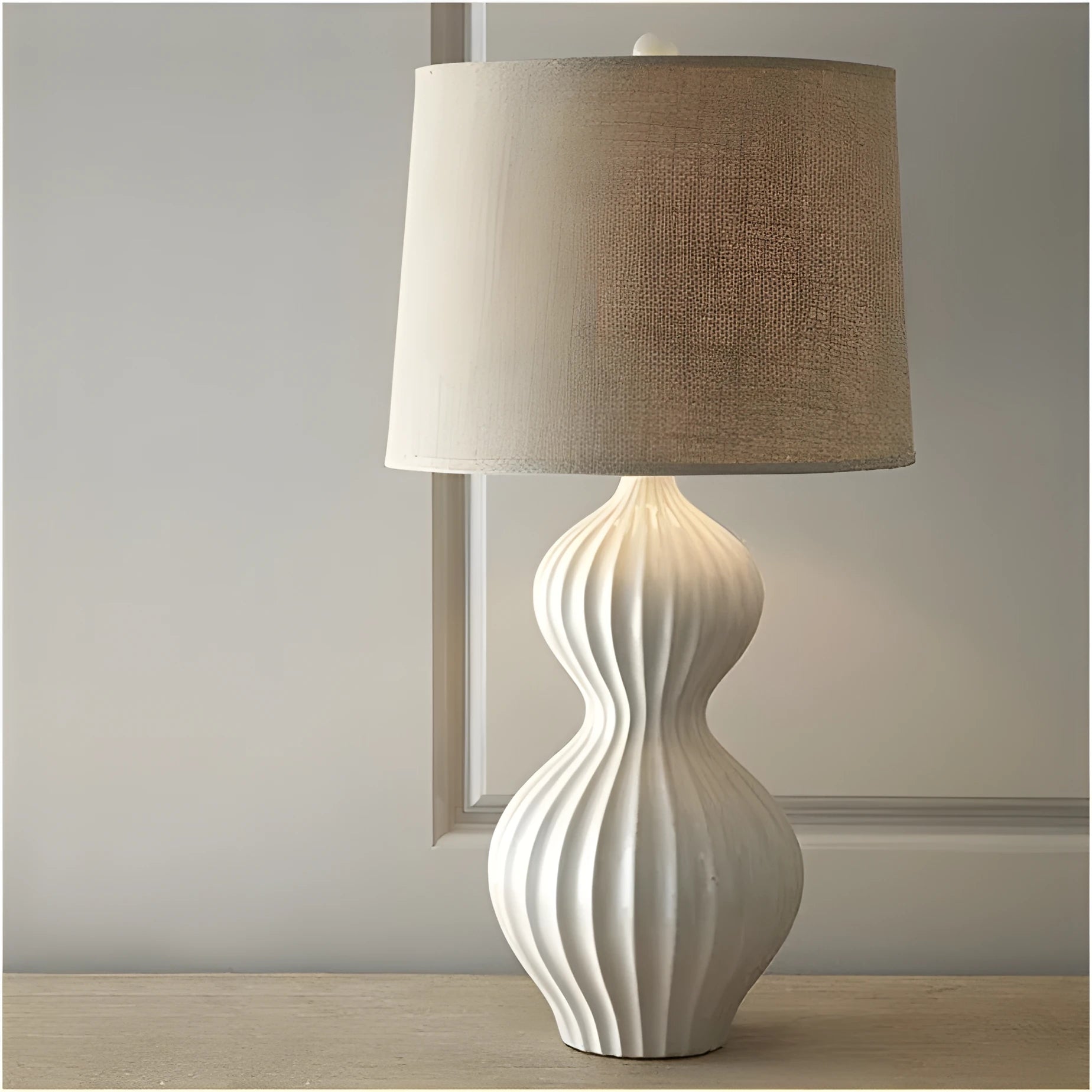 American country ceramic table lamp with fabric shade measuring 36cm diameter by 62cm height