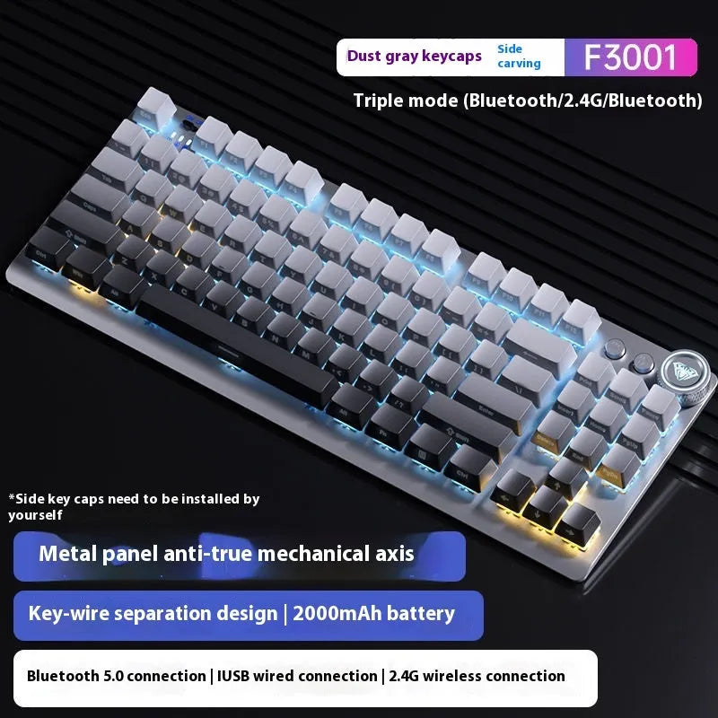 Tarantula wireless mechanical keyboard with side-engraved keycaps showing backlight illumination