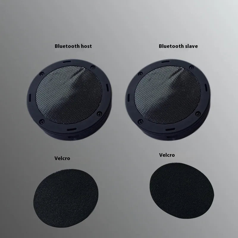 Black waterproof helmet Bluetooth headset with bilateral stereo earpieces and battery display