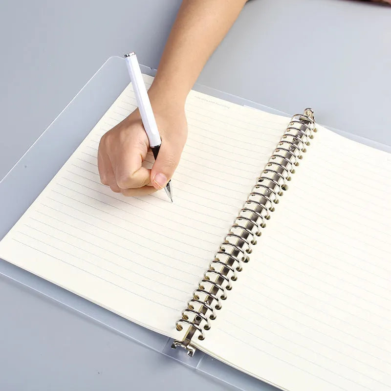 A5 26-hole loose-leaf notebook binder with horizontal line ruling and looped closure