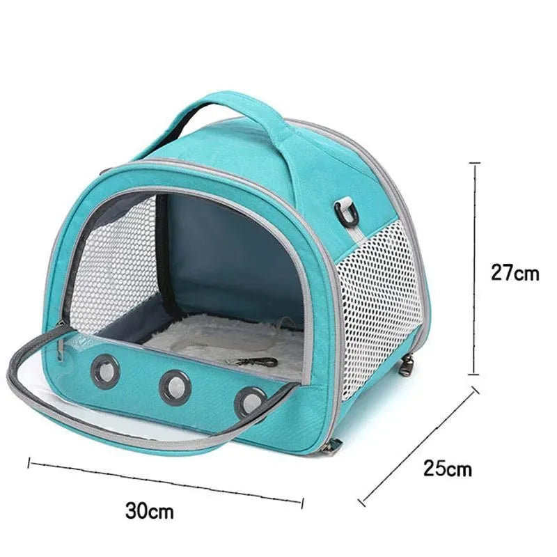 Portable foldable bird bag for small pets in green with one-shoulder strap