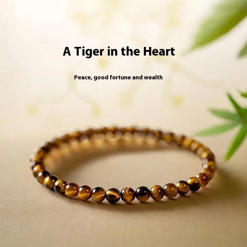 New Chinese style Tigereye bracelet with geometric round beads in 4mm, 6mm, or 8mm sizes