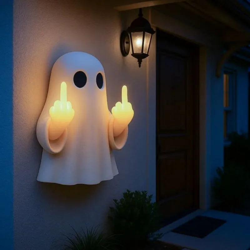 White plastic ghost statue night lamp with cute design measuring 19.85 cm tall for Halloween decoration