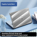 Clear plastic protective shell case on a MacBook laptop in ice crystal transparent colour.