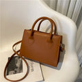 Retro casual women's small square bag in PU leather with single shoulder strap and document compartment