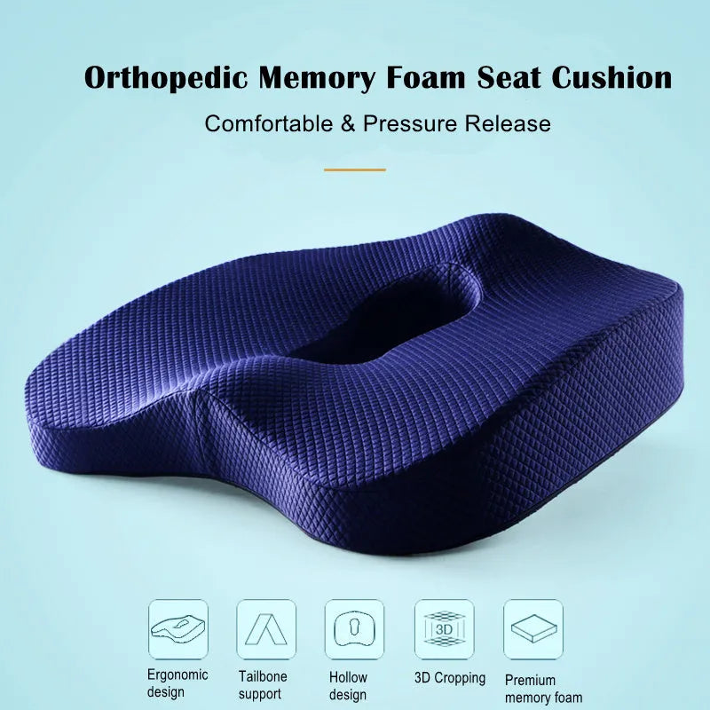 Car memory cotton cushion in navy polyester foam seat pad on a car seat