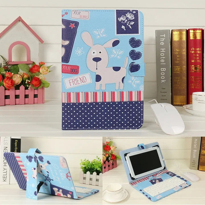 Wireless Bluetooth keyboard case for tablets with protective cover in various colours