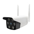 White outdoor smart security camera with 3.6mm lens for 1080P HD recording and infrared night vision