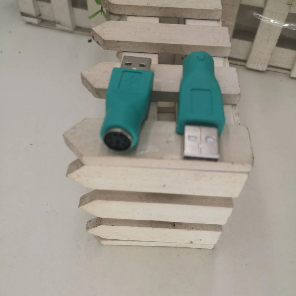 Green PS2 to USB adapter with 1 metre copper wire cable for computer peripherals