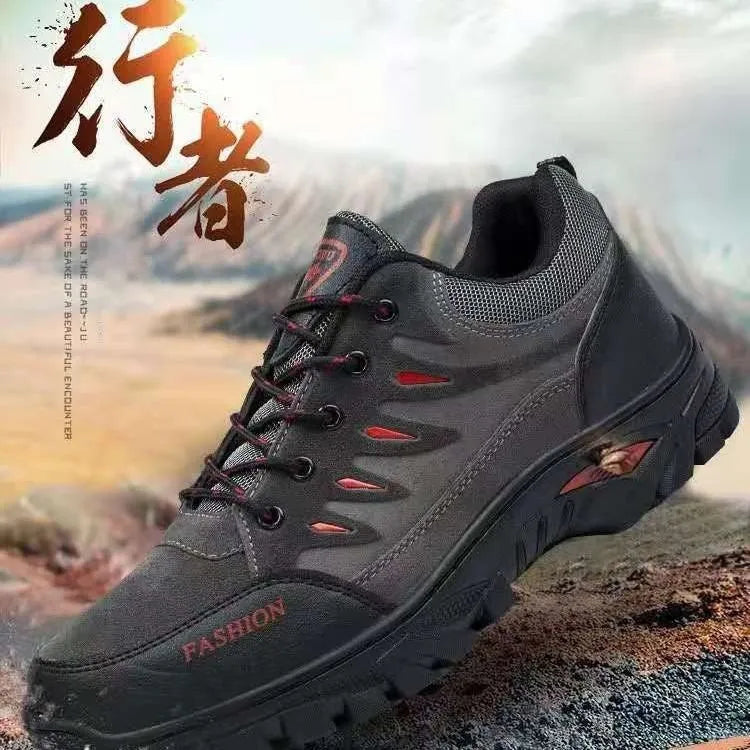 Men's mid-top suede hiking shoes in green with rubber sole and lace-up front.