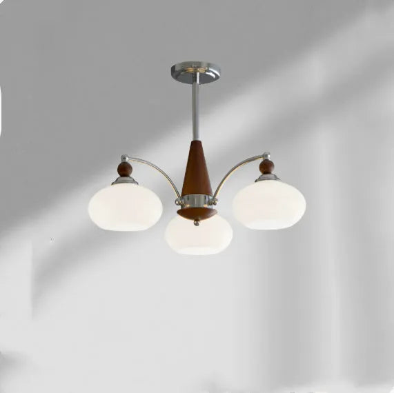 Creative persimmon glass and chrome chandelier with multiple heads in ancient middle style