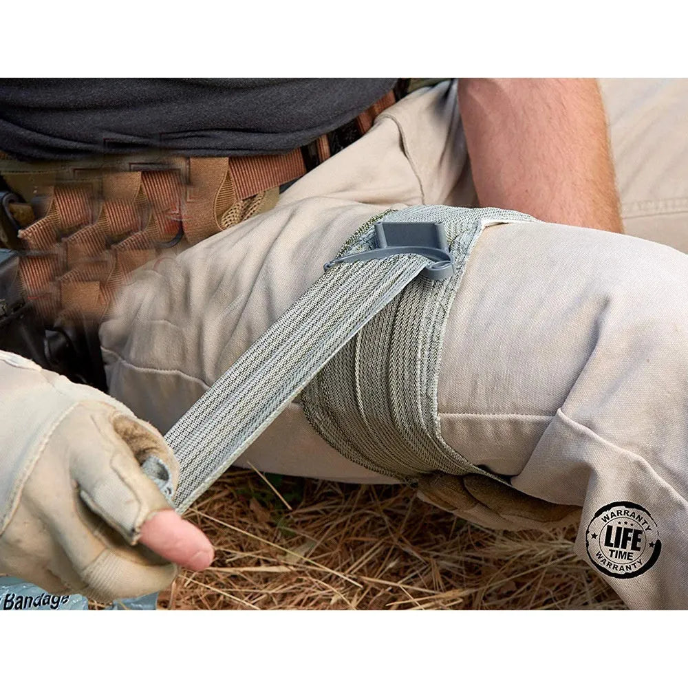 Outdoor training hemostatic bandage with tactical gauze tape in 4 inch and 6 inch size options