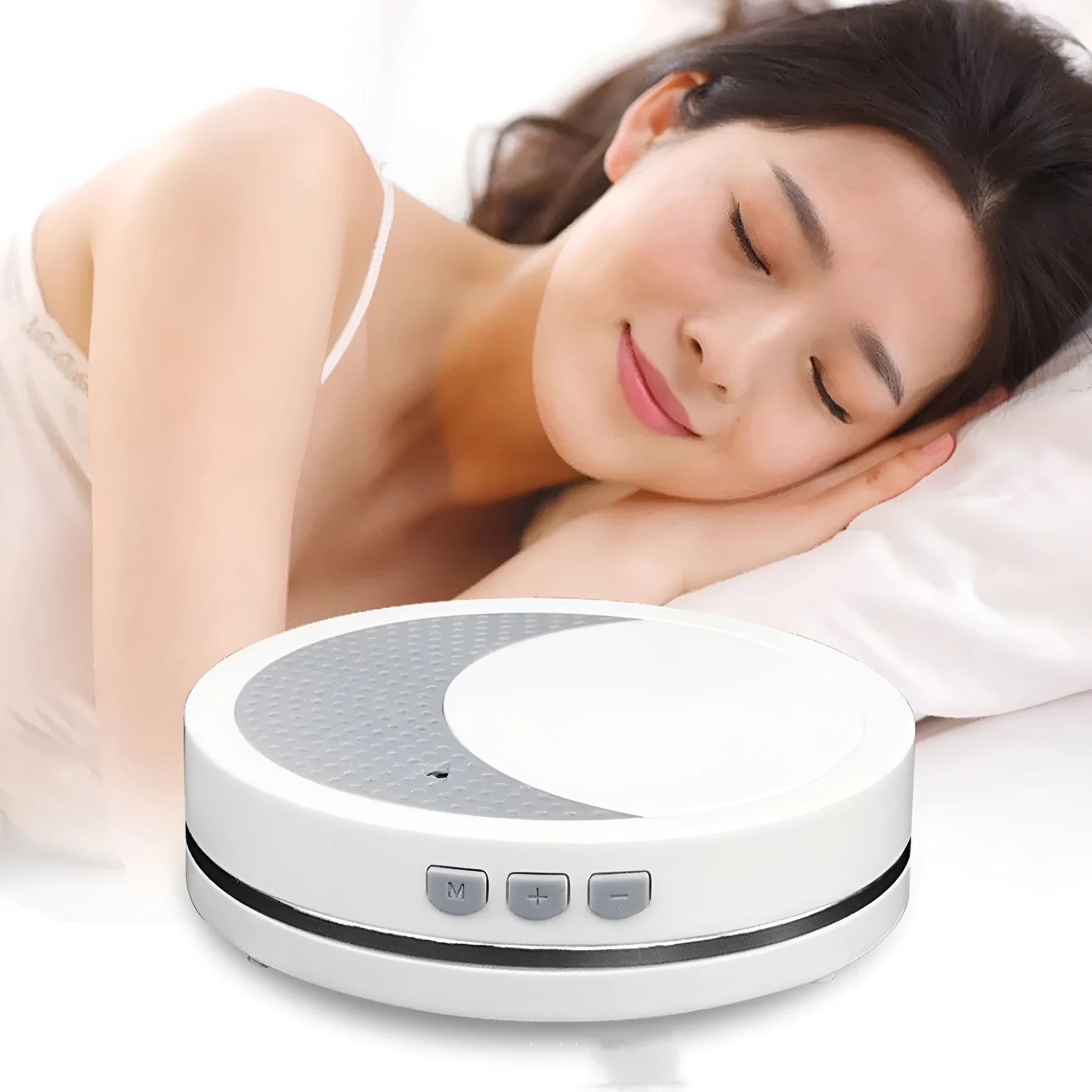 White ABS plastic sleep aid instrument with USB port and control buttons