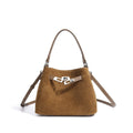 Cortical women's spliced casual crossbody bag in genuine leather suede, vertical square shape, solid colour