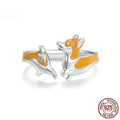 Silver corgi pet ring with cartoon design and electroplated finish