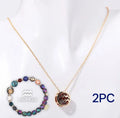 Natural stone beaded necklace and matching bracelet set in earth tone colours