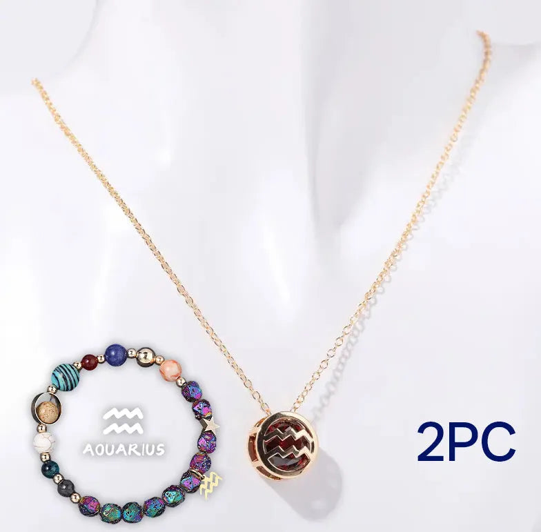 Natural stone beaded necklace and matching bracelet set in earth tone colours