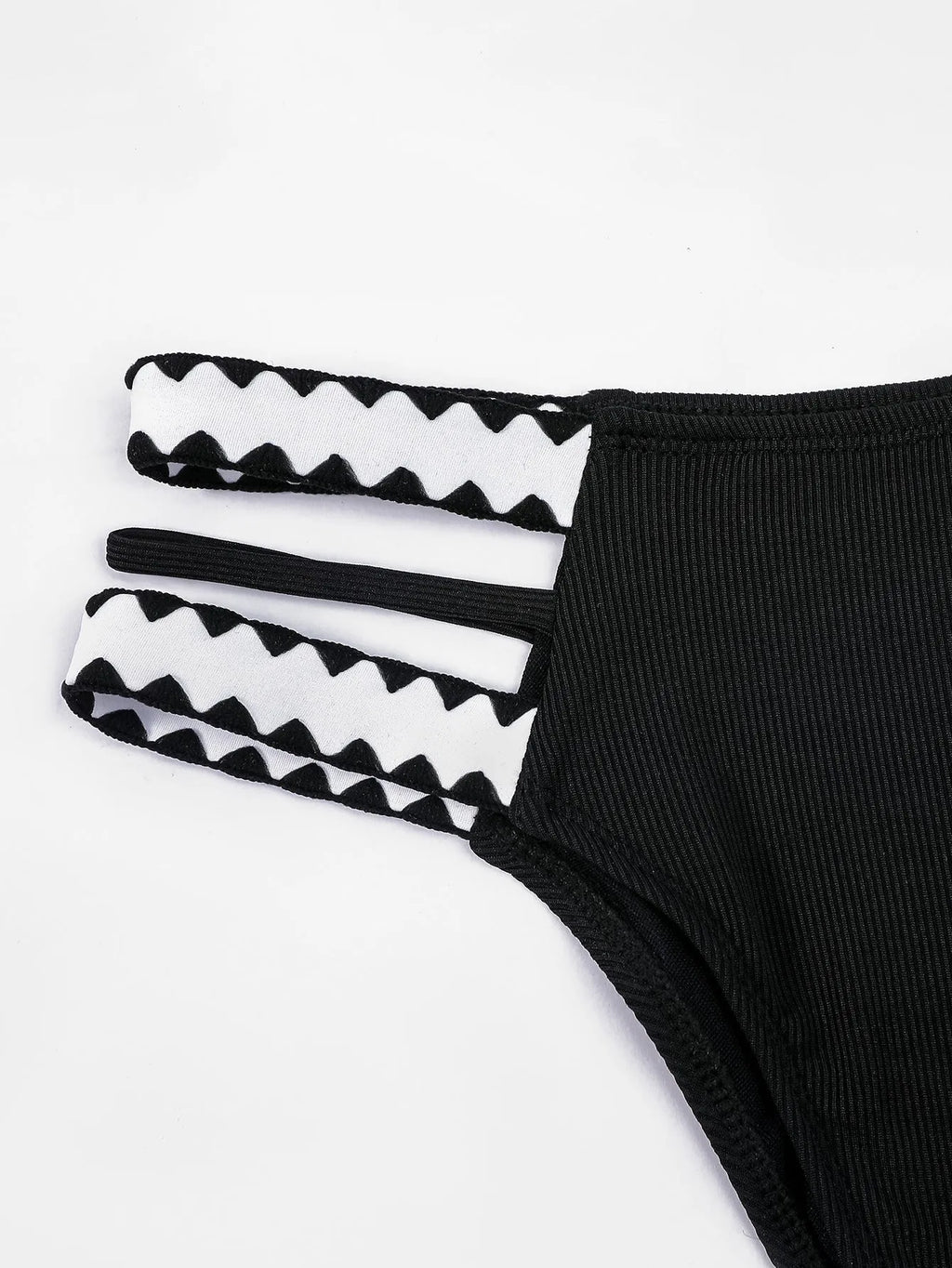 Black women's hollowed-out split swimsuit briefs style polyester swimming costume