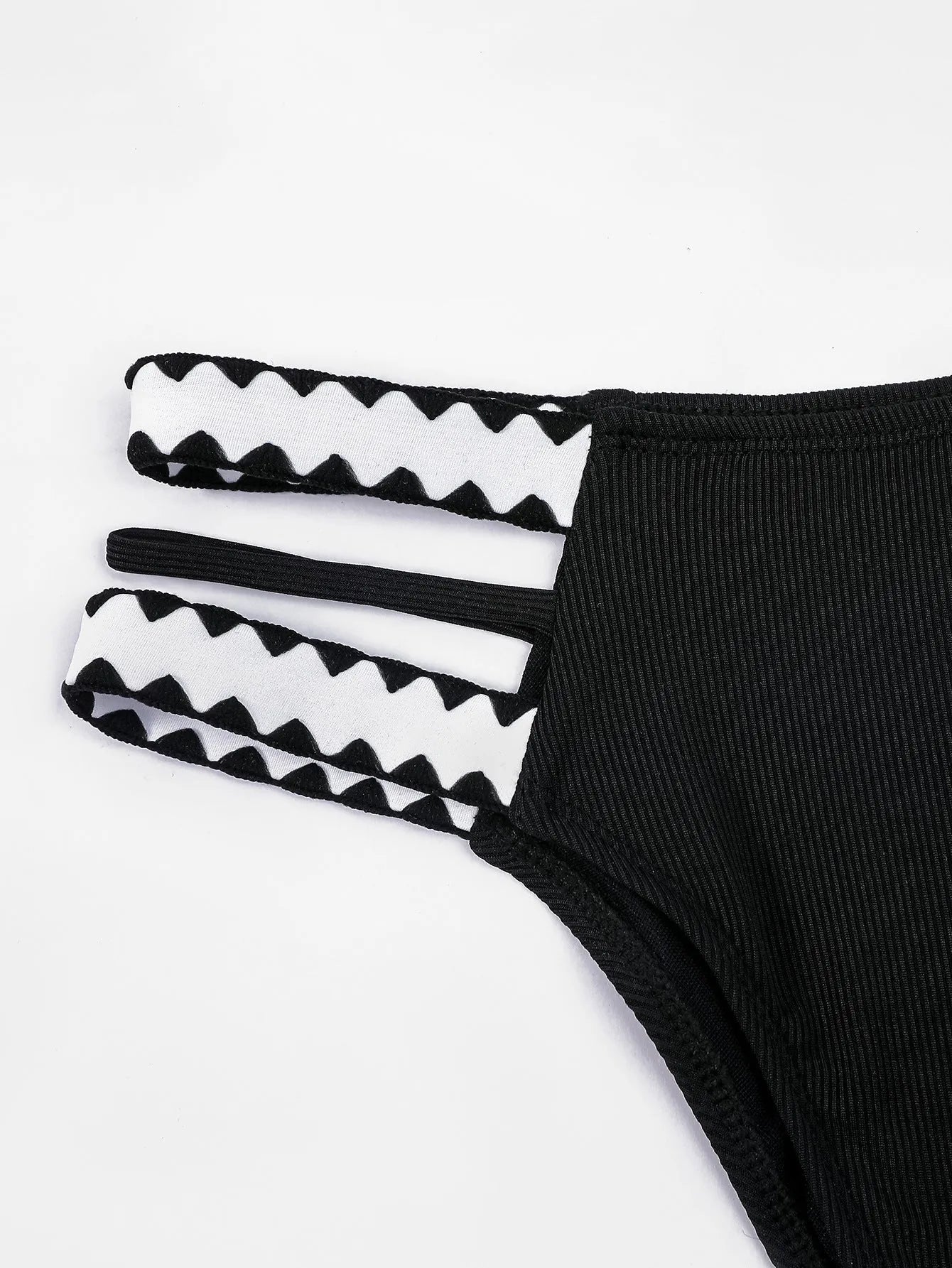 Black women's hollowed-out split swimsuit briefs style polyester swimming costume