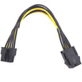 Black 6-pin to 8-pin graphics card power extension cable showing 20cm length and connector details