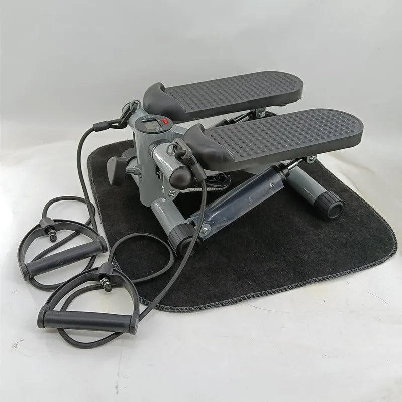 Silver grey household mini treadmill step machine with hydraulic resistance for waist slimming