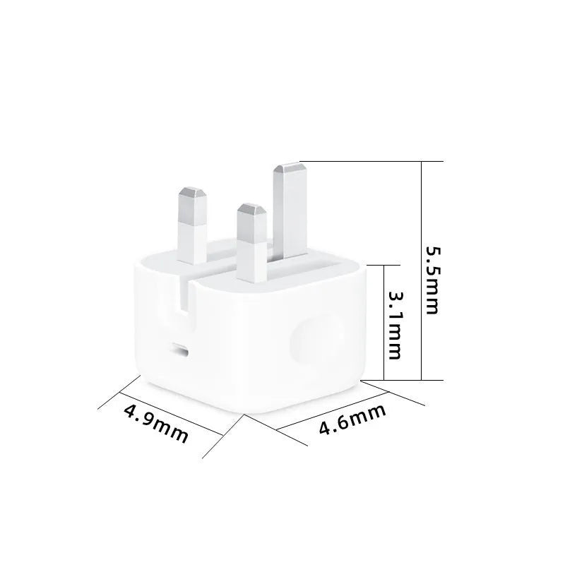 White British 20W PD fast charger with USB-C cable for mobile phones