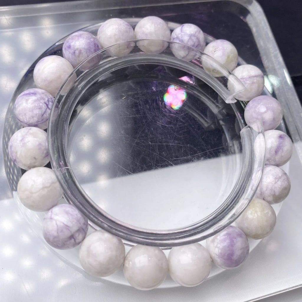 Purple turquoise women's bracelet with adjustable closure showing natural gemstone beads