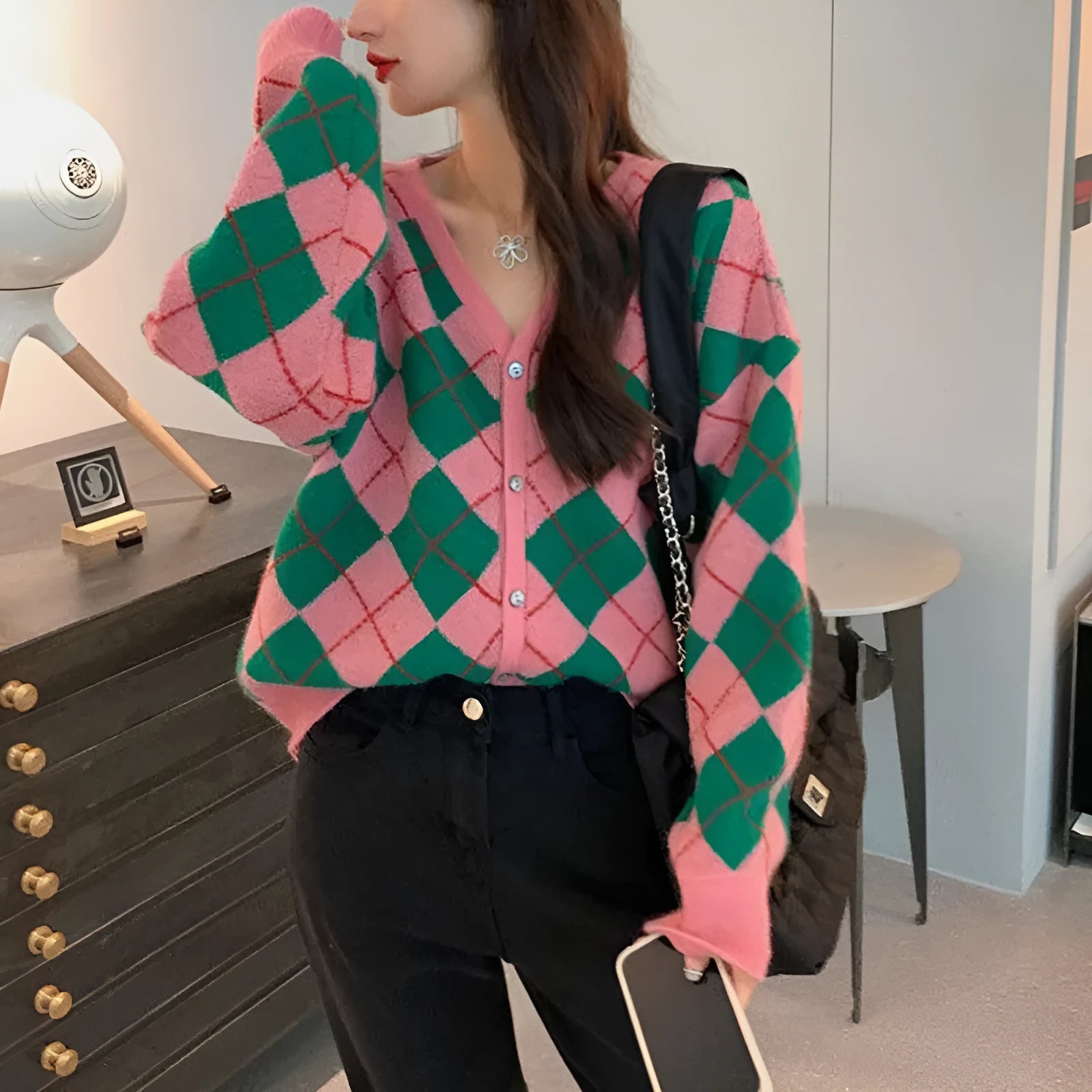 Knitted casual cardigan in macaron colours with regular sleeves and free size fit