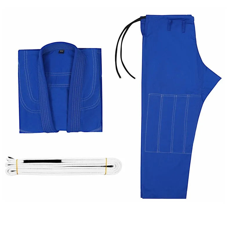 Brazilian Jiu-Jitsu cotton blend training clothing set with jacket and trousers.