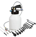 Pneumatic automatic transmission oil changer machine with a tank filler, shown in a workshop setting.