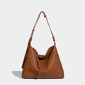 Soft PU leather large capacity messenger bag in caramel colour showing 36cm length dimensions
