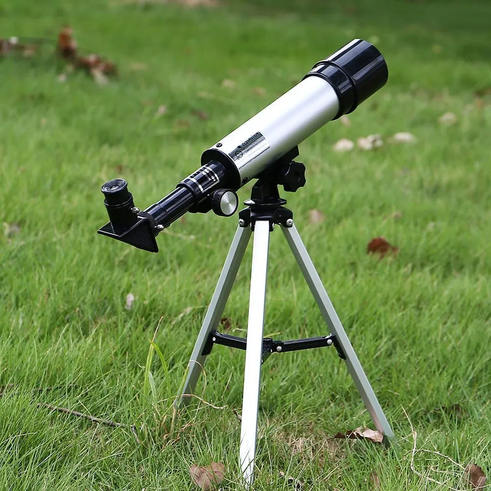 Outdoor monocular space telescope with 50mm aperture, 360mm focal length, and tripod for stargazing