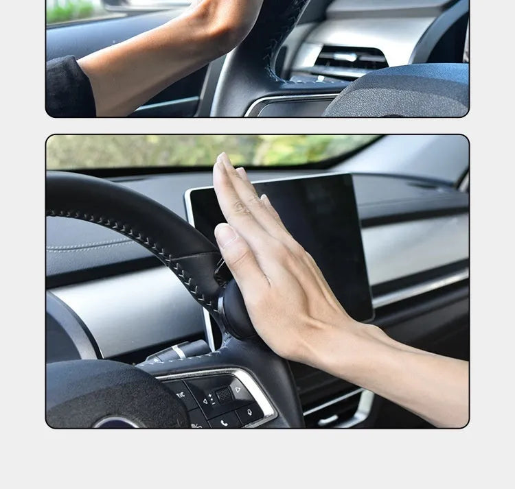 Steering wheel assist ball with silicone construction and metal bearing booster for single-hand driving