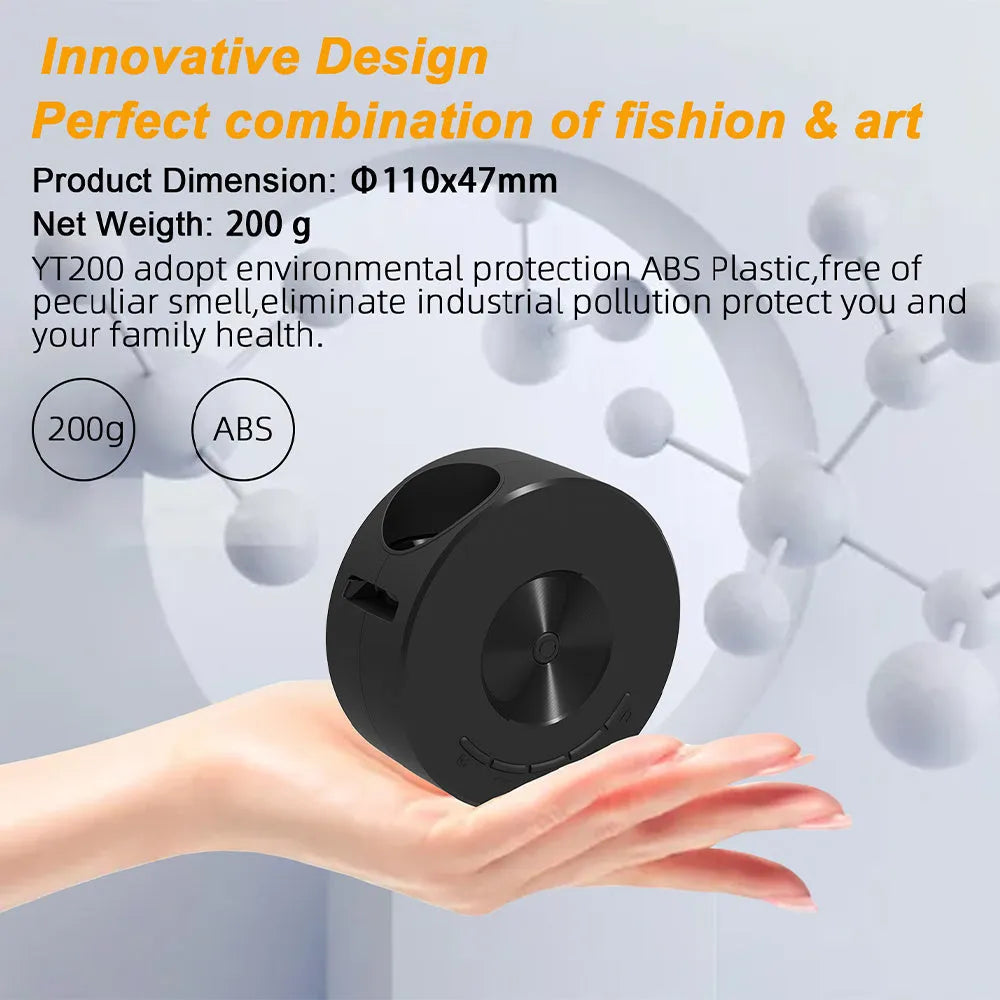 YT200 black mini LCD home projector with compact design and wireless mirroring feature
