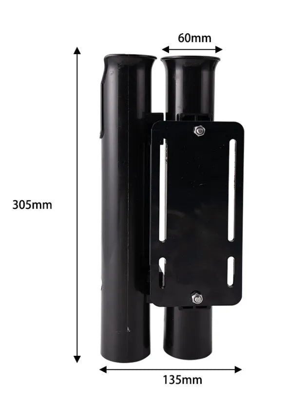 Carbon fishing rod rack mounted on bicycle frame with double-layer plastic construction