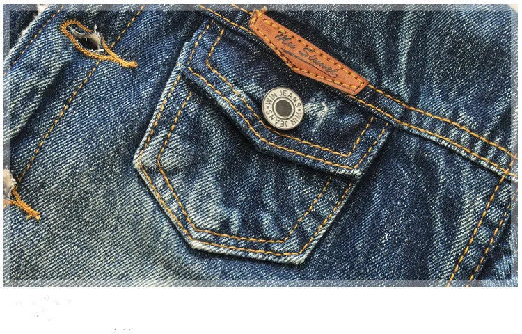 Children's baby thickened Korean style fur collar denim jacket in denim colour with square collar