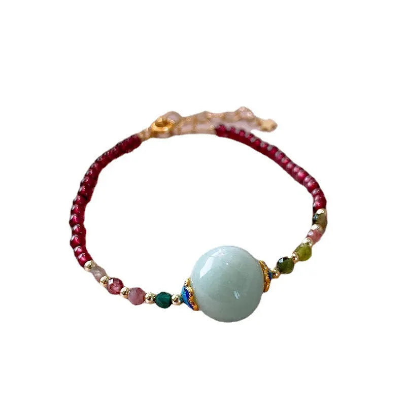 Women's garnet bracelet with drop shape design in tourmaline with electroplating finish