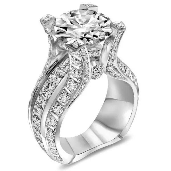 Rose gold electroplated oval shaped zircon engagement ring on alloy band