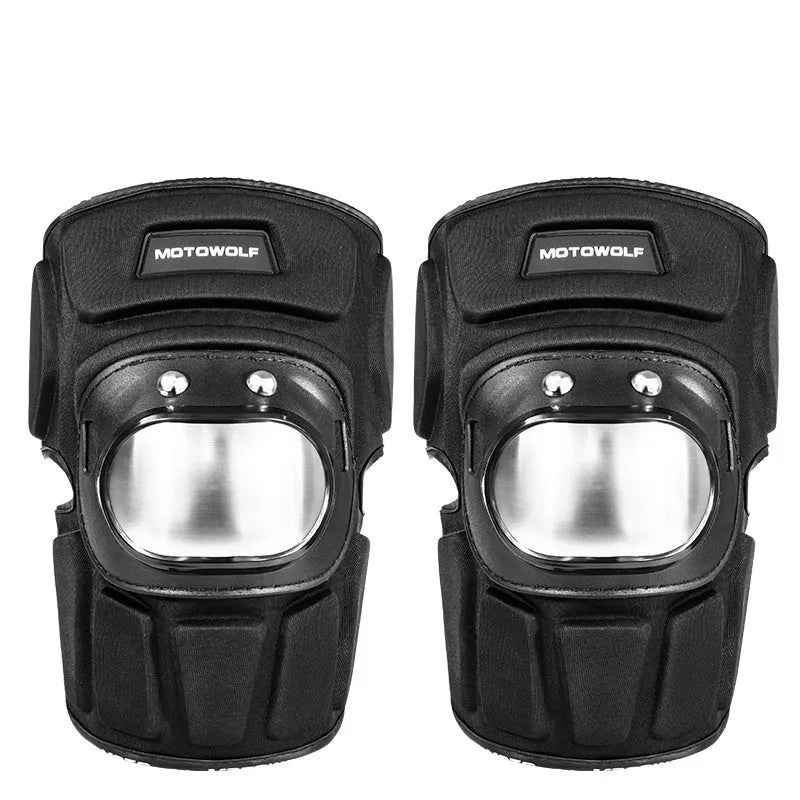 Off-road motorcycle stainless steel knee pads and elbow pads set black one size