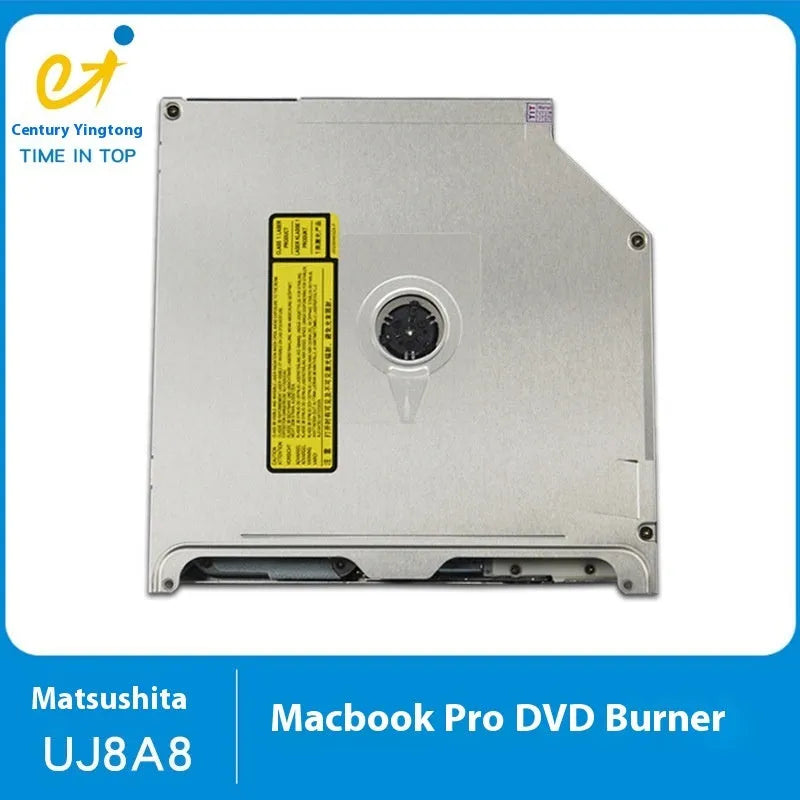 Silver external SuperDrive optical disc drive for MacBook Pro 13 inch laptop